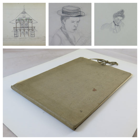 9 ANTIQUE DRAWINGS IN ALBUM PENCIL ON PAPER FRANCE BEGINNING OF THE CENTURY BM53.5A