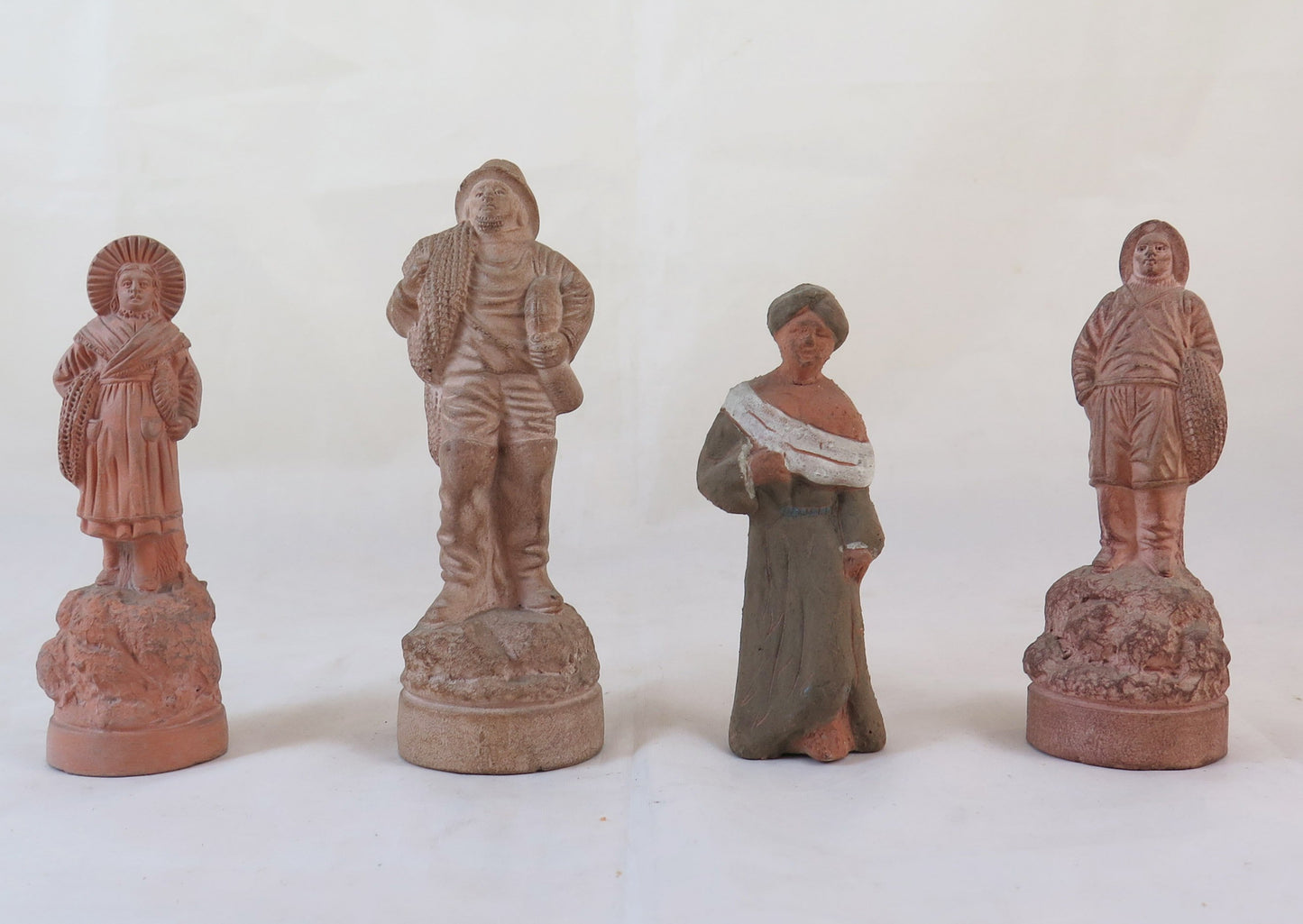 4 OLD TERRACOTTA FIGURINES CHARACTERS SCULPTURE STATUE BM18 COLLECTION