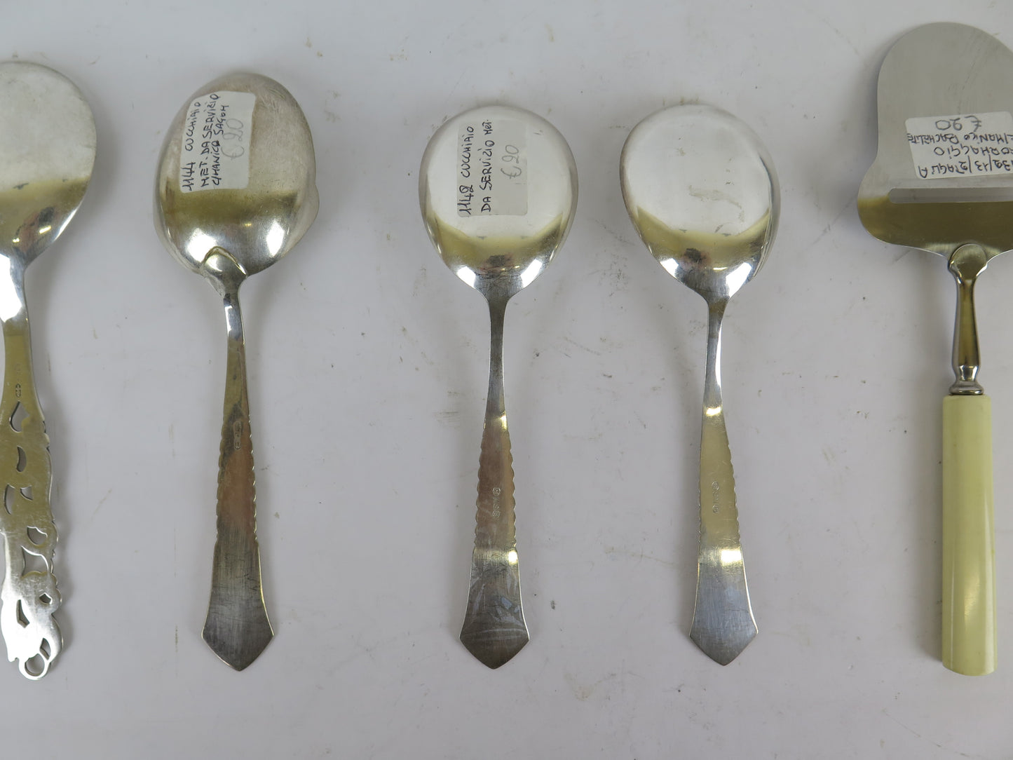8 ANTIQUE CUTLERY SERVING SPOON CHEESE CUTTER TONGS CAKE SERVER R146