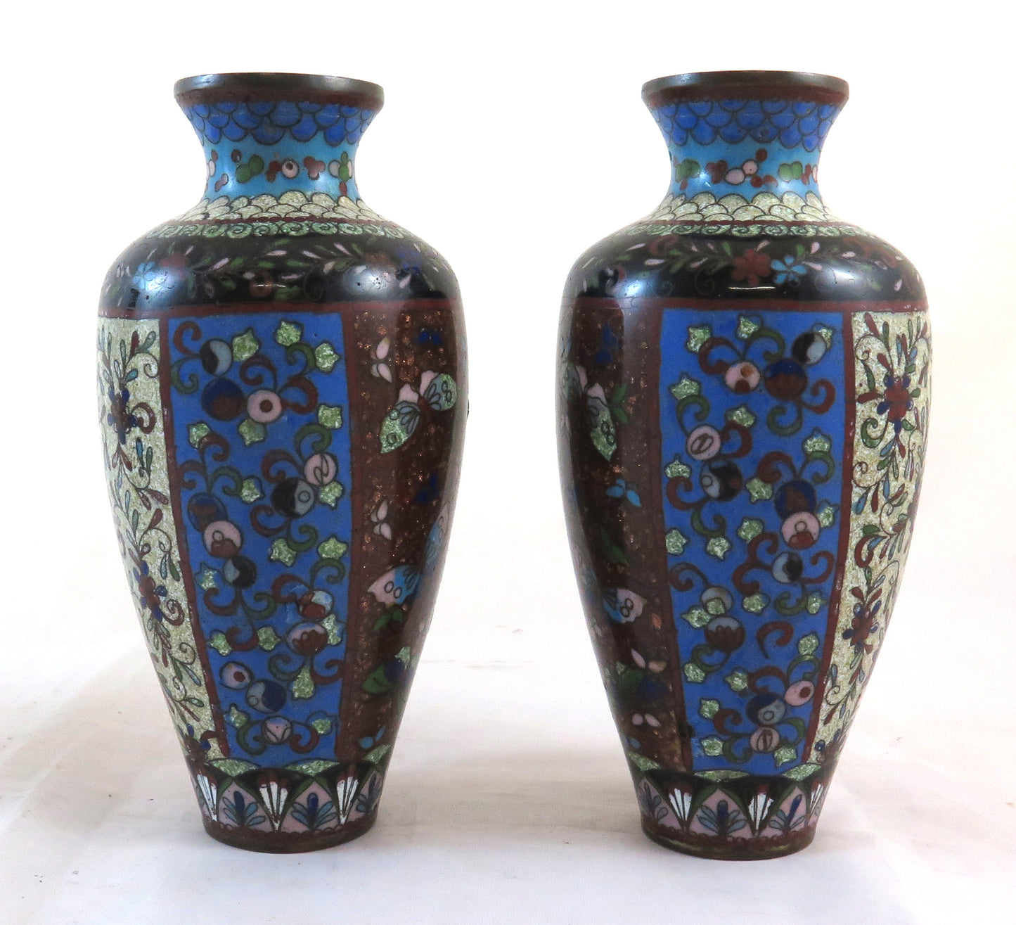 THREE Cloisonné VASES CLOISONNE' VINTAGE CLOISONNE FLOWER DECORATION BM20