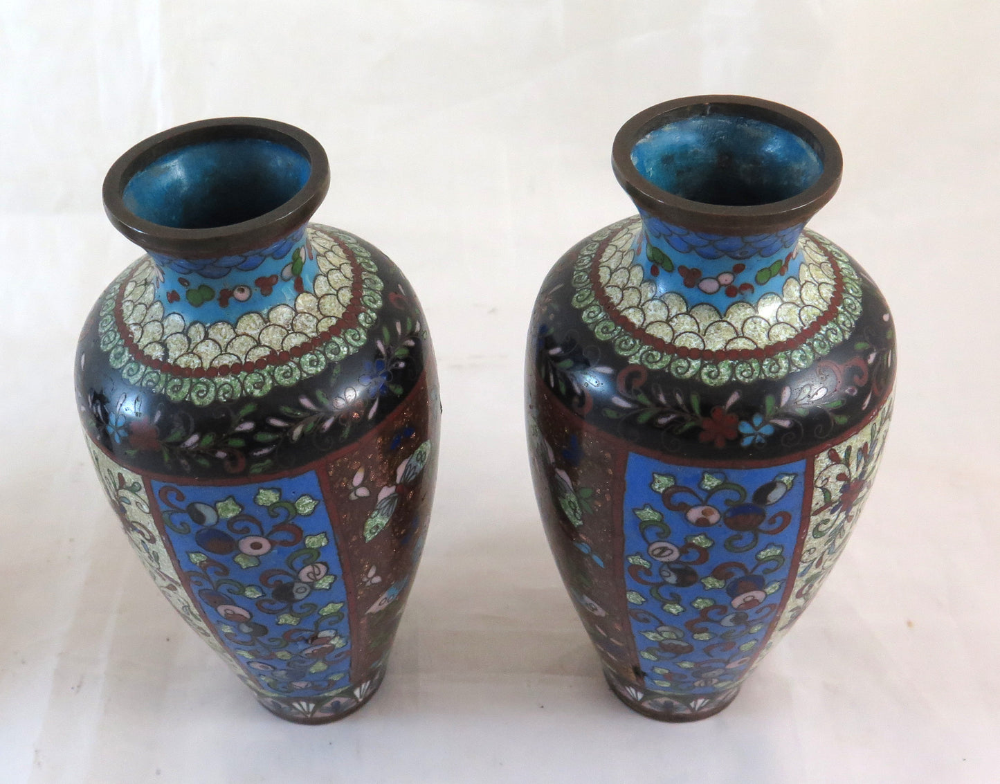 THREE Cloisonné VASES CLOISONNE' VINTAGE CLOISONNE FLOWER DECORATION BM20