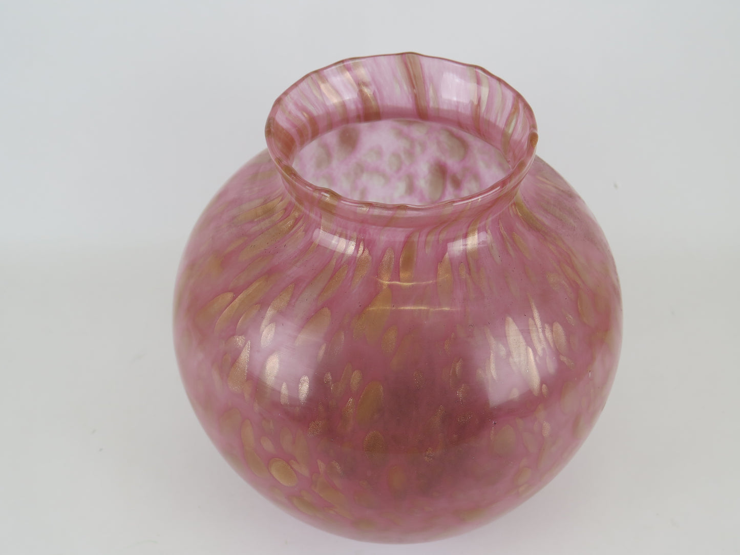 DE WAN TORINO VINTAGE SPOTTED OPAL GLASS VASE COLLECTIBLE VN5
