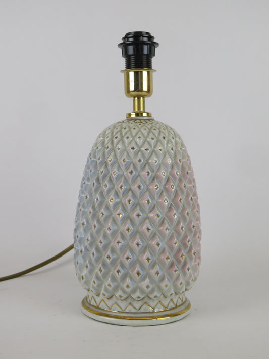CAPODIMONTE PORCELA TABLE LAMP WITH GOLDEN CONE ABAT-JOUR VINTAGE VN5