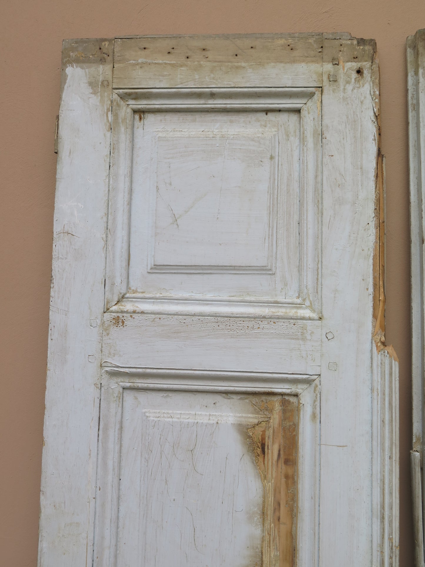 TWO ANCIENT WOODEN DOORS TO BE RESTORED 222x53 cm