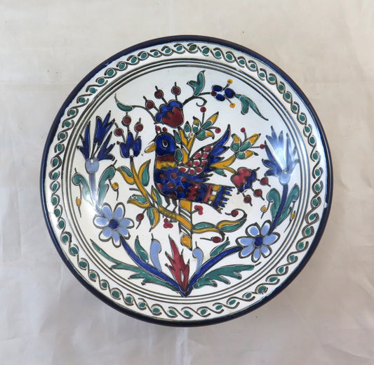 OLD CERAMIC PLATE FROM NABEUL TUNISIA HAND PAINTED FRUIT PLATE BM25