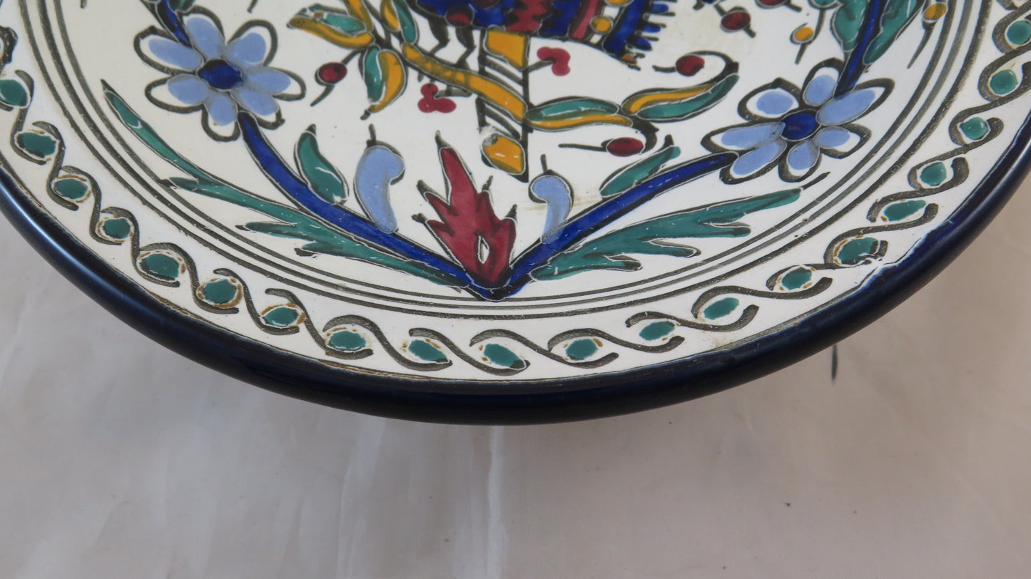 OLD CERAMIC PLATE FROM NABEUL TUNISIA HAND PAINTED FRUIT PLATE BM25