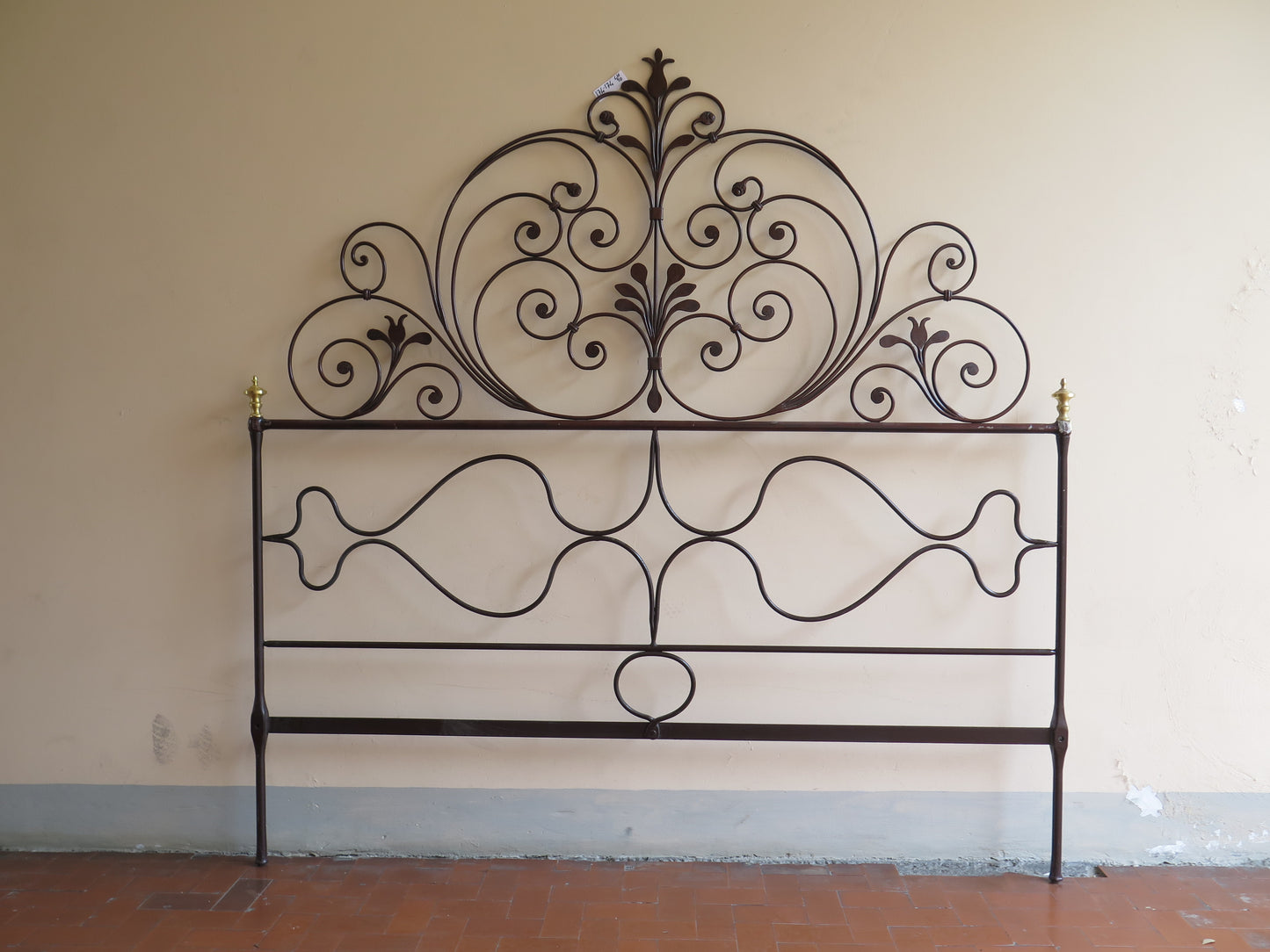 DOUBLE BED HEADBOARD IN WROUGHT IRON VINTAGE PEACOCK TAIL HEADBOARD 10