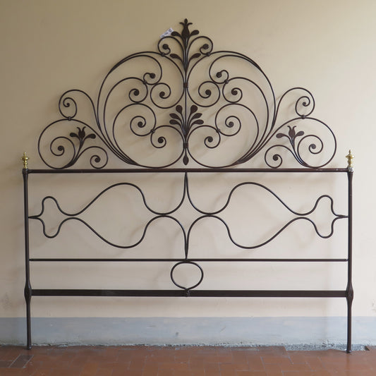 DOUBLE BED HEADBOARD IN WROUGHT IRON VINTAGE PEACOCK TAIL HEADBOARD 10