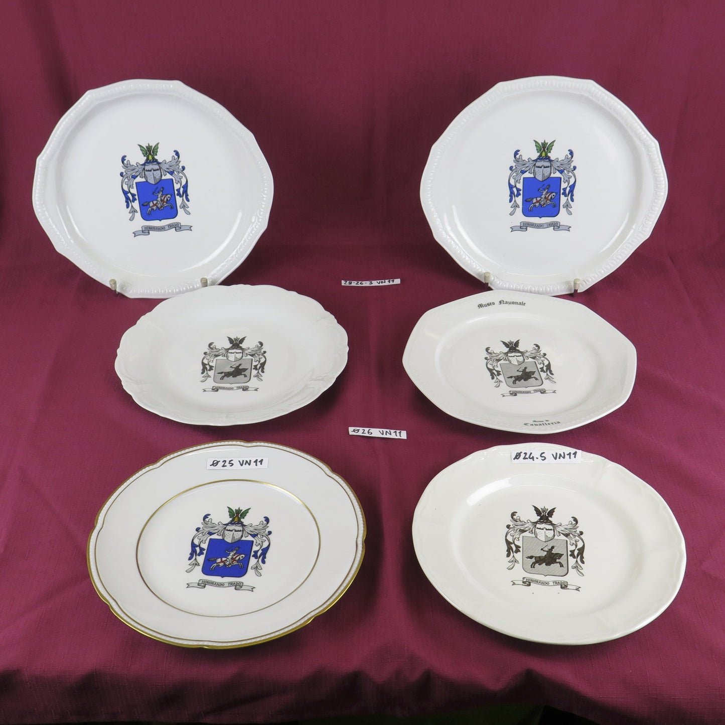 6 COLLECTIBLE PORCELAIN PLATES ITALIAN ARMY CAVALRY WEAPON EI VN11