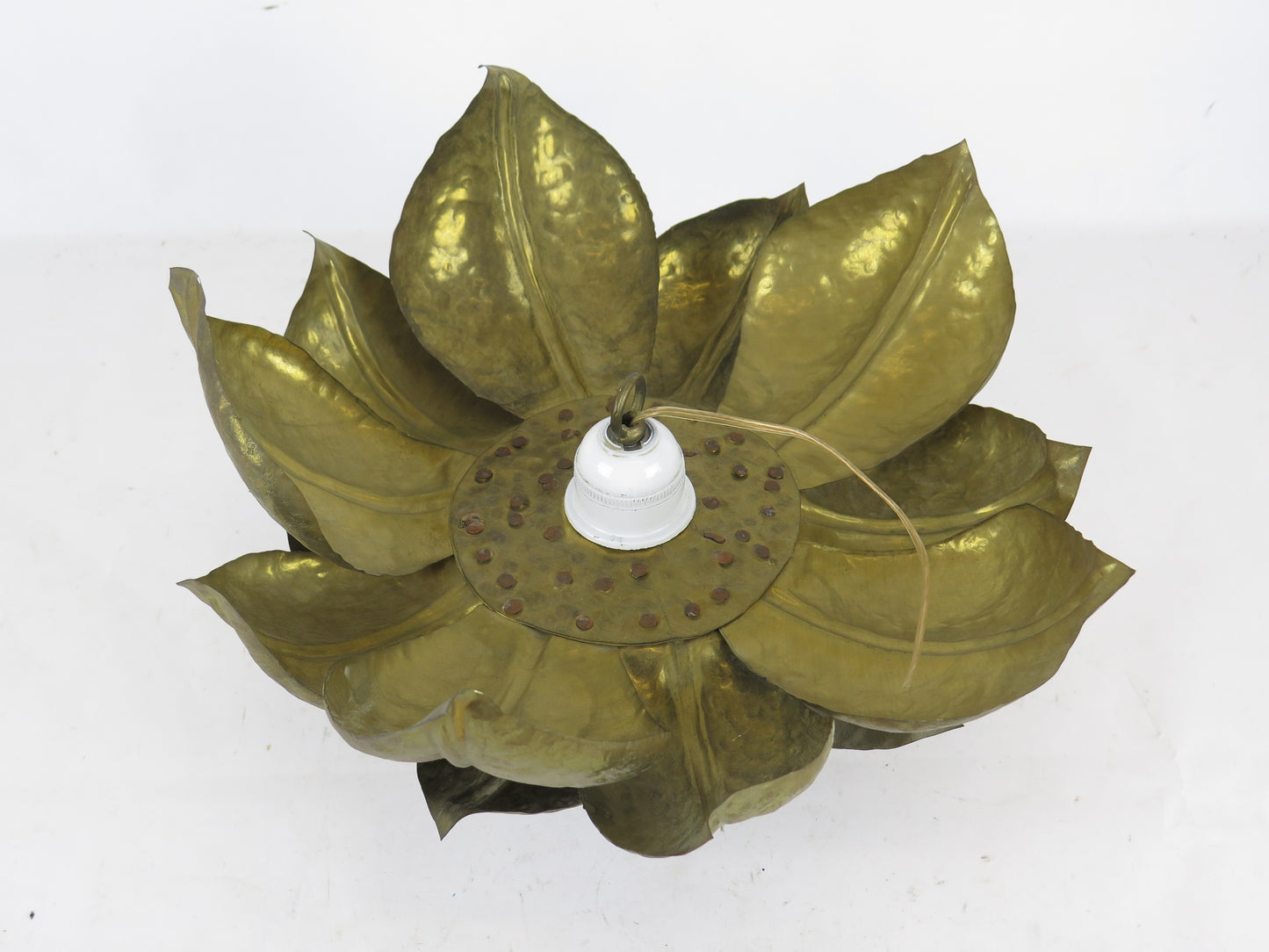 WALL LAMP VINTAGE HANDMADE GOLD GOLDEN SHAPE OF MAGNOLIA FLOWER CH8