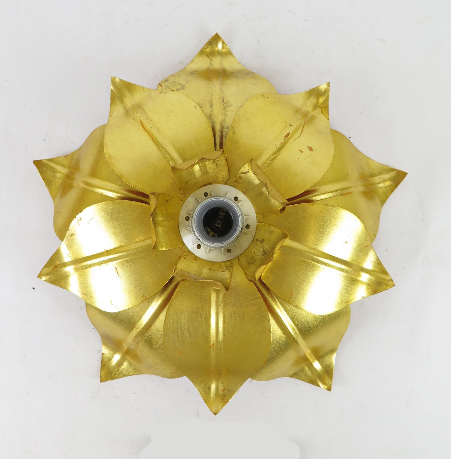 WALL LAMP VINTAGE HANDMADE GOLD GOLDEN SHAPE OF MAGNOLIA FLOWER CH12