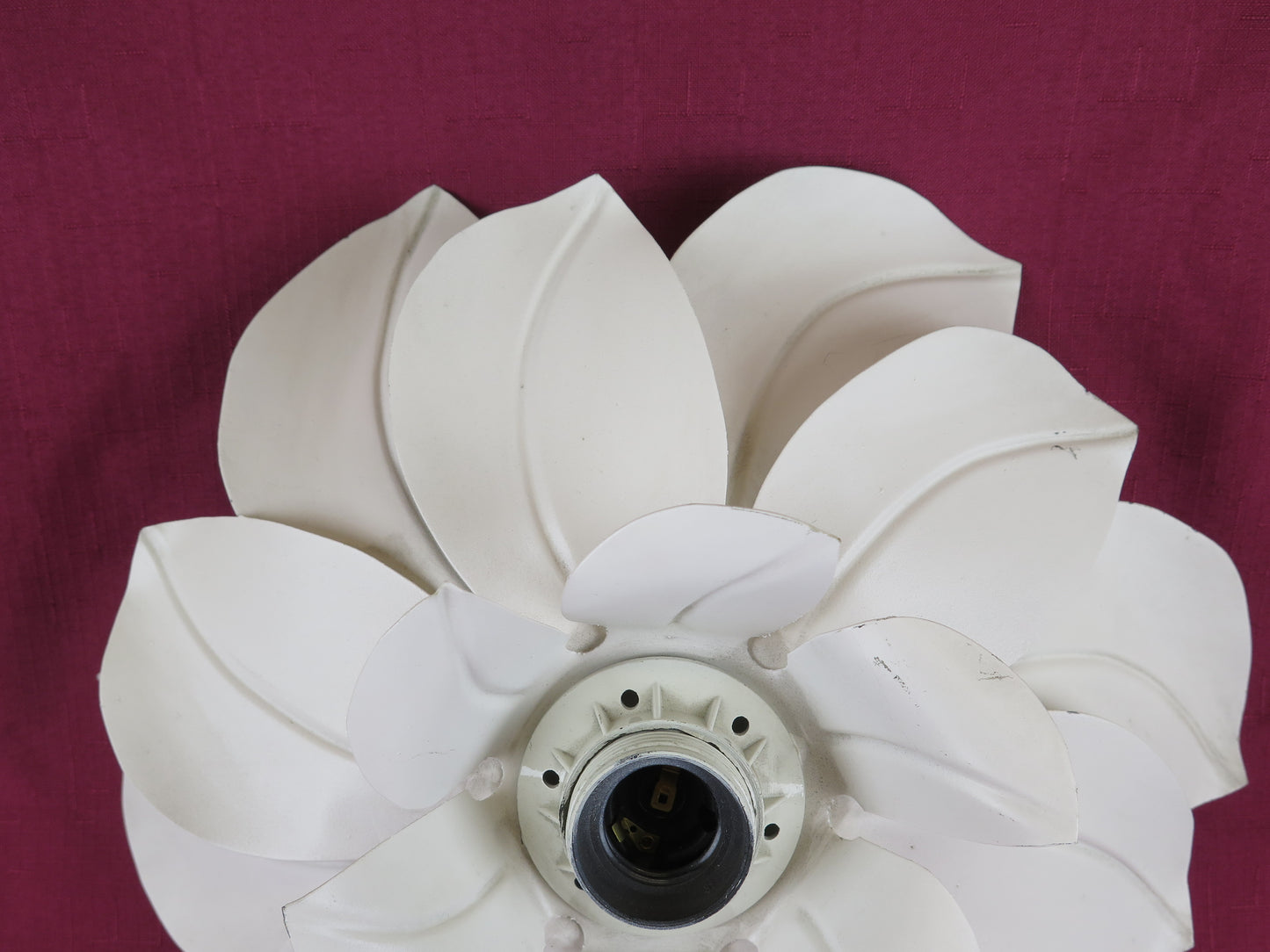 VINTAGE HANDMADE WALL LAMP WHITE MAGNOLIA FLOWER CH12