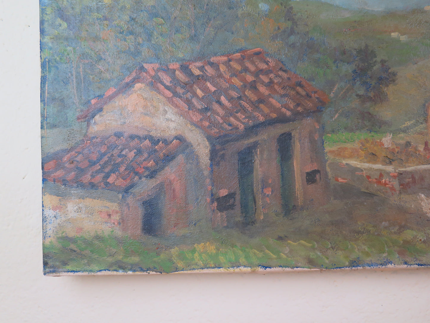 PAINTING OIL ON CANVAS LANDSCAPE COUNTRYSIDE LABRICO PAINTER MILLUS MARIO ILLUSI X9