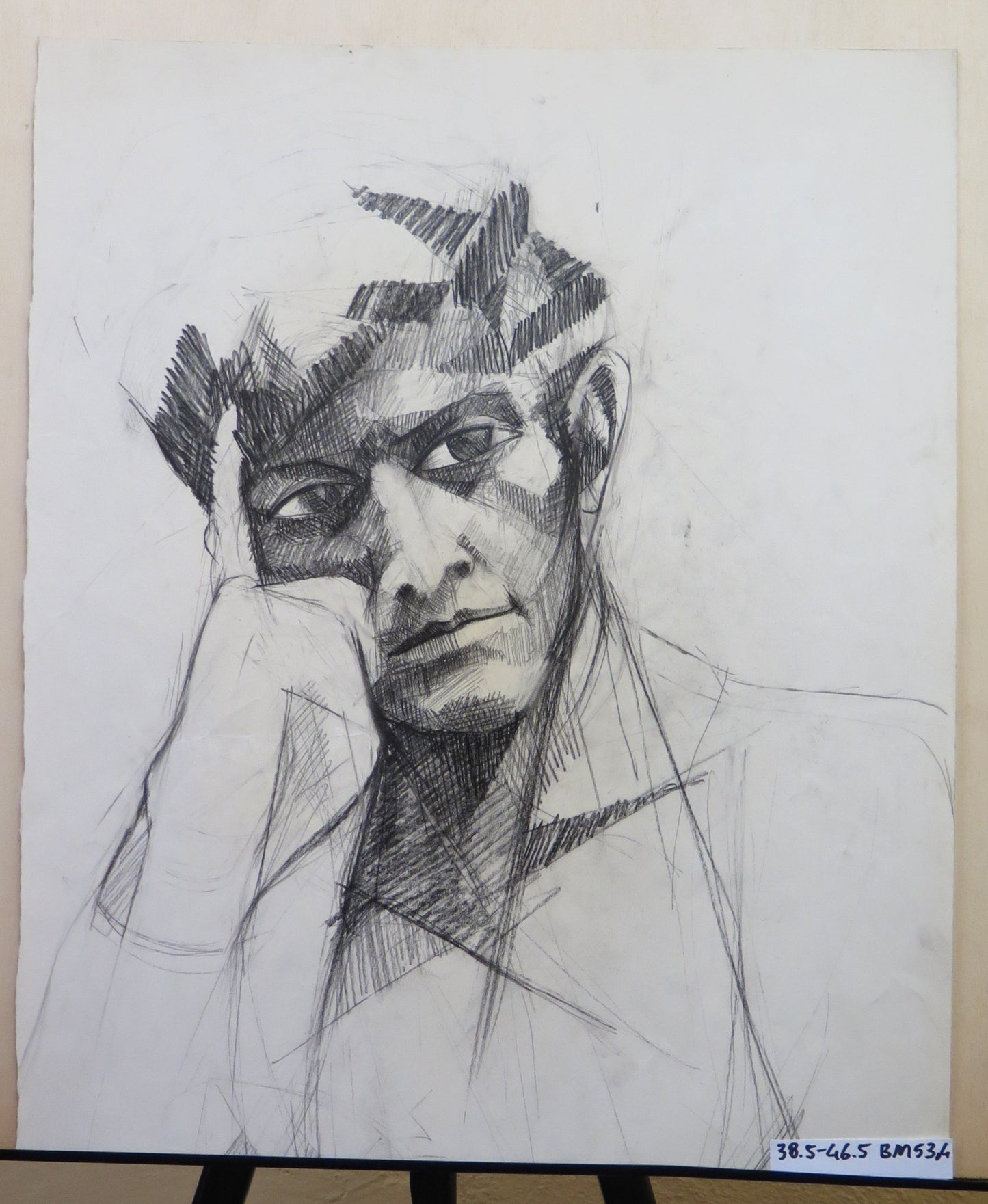 PORTRAIT OF YOUNG OLD MAN PAINTING PENCIL ON PAPER ITALY 20TH CENTURY VINTAGE BM53.4