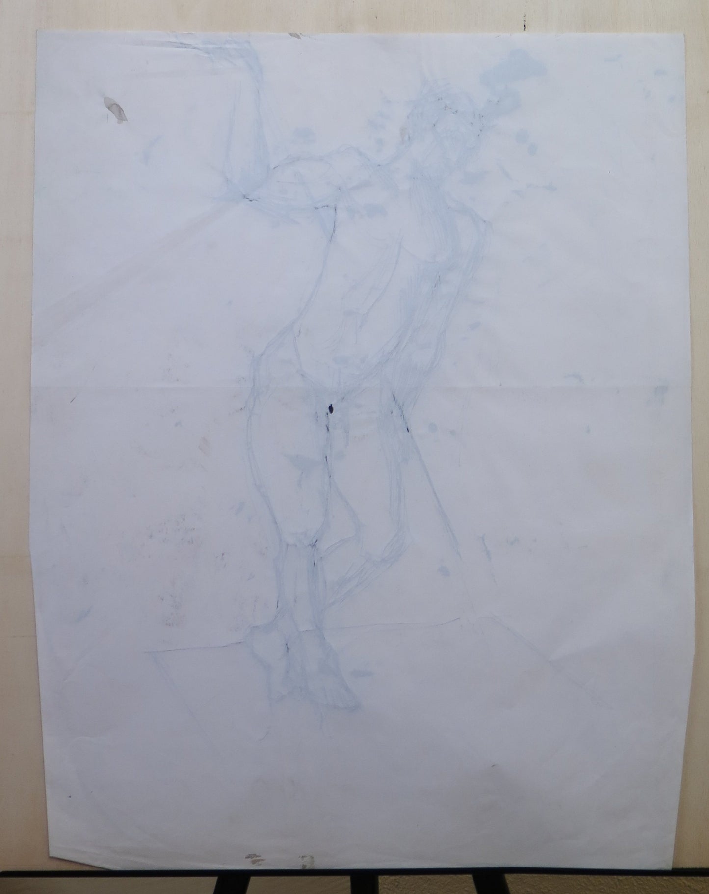 LARGE VINTAGE DRAWING WITH MALE NUDE PEN ON PAPER ITALY MID 20TH CENTURY BM53.4