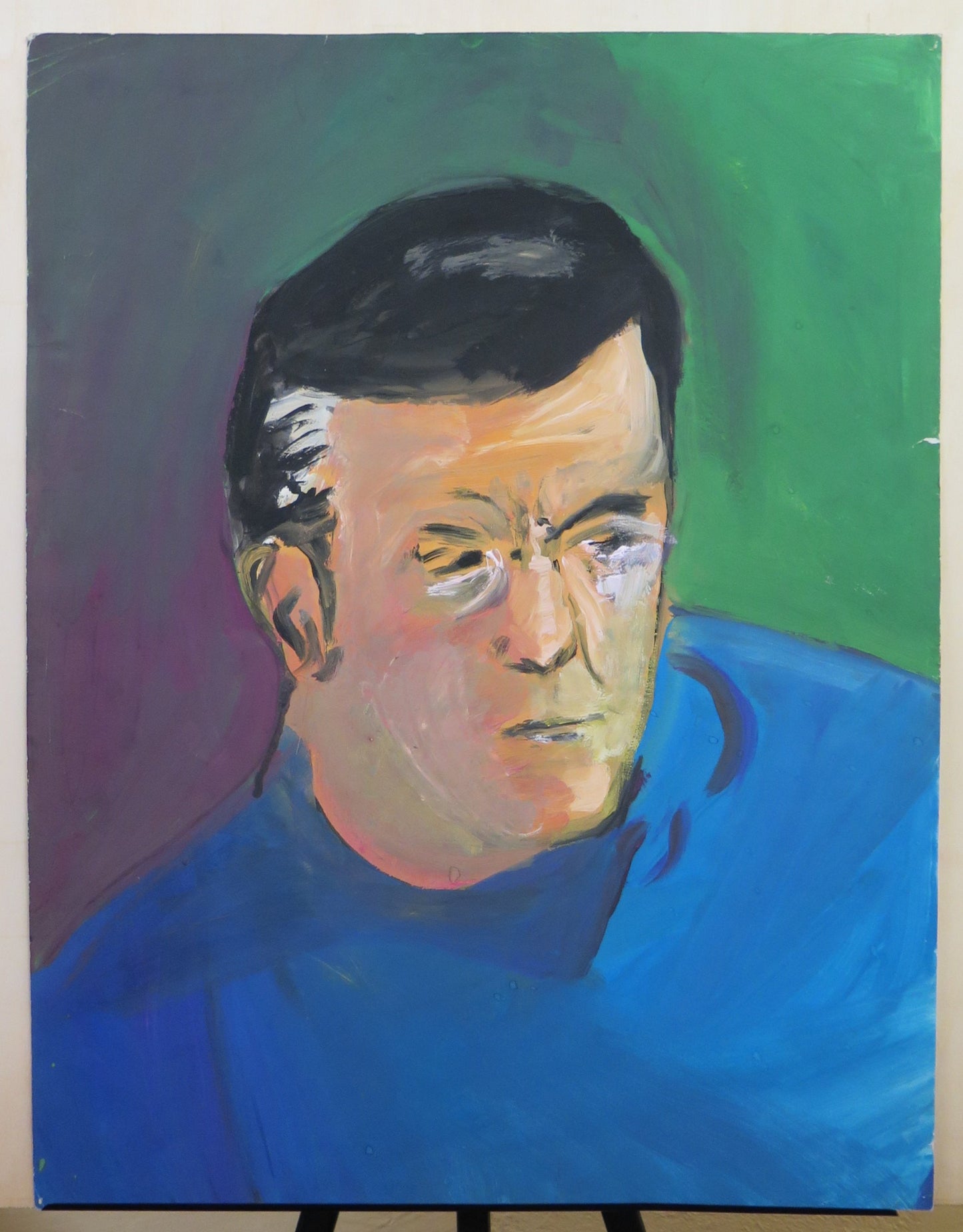 VINTAGE MALE PORTRAIT PAINTING WATERCOLOR ON PAPER CIRCA 1970 BM53.4