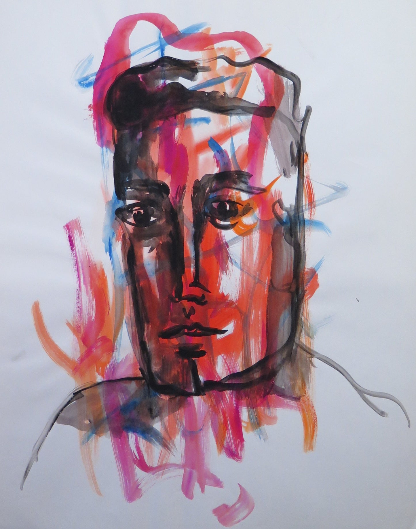 VINTAGE MALE PORTRAIT FROM THE 60S PAINTING IN WATERCOLOR ON PAPER FRANCE BM53.4