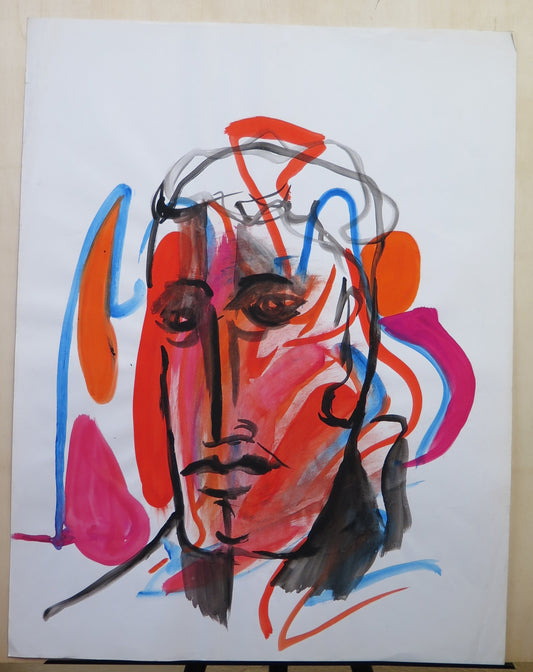 GRAPHICS FROM THE 60S VINTAGE MALE PORTRAIT FROM THE 60S PAINTING PAINTED IN WATERCOLOR ON PAPER FRANCE BM53.4