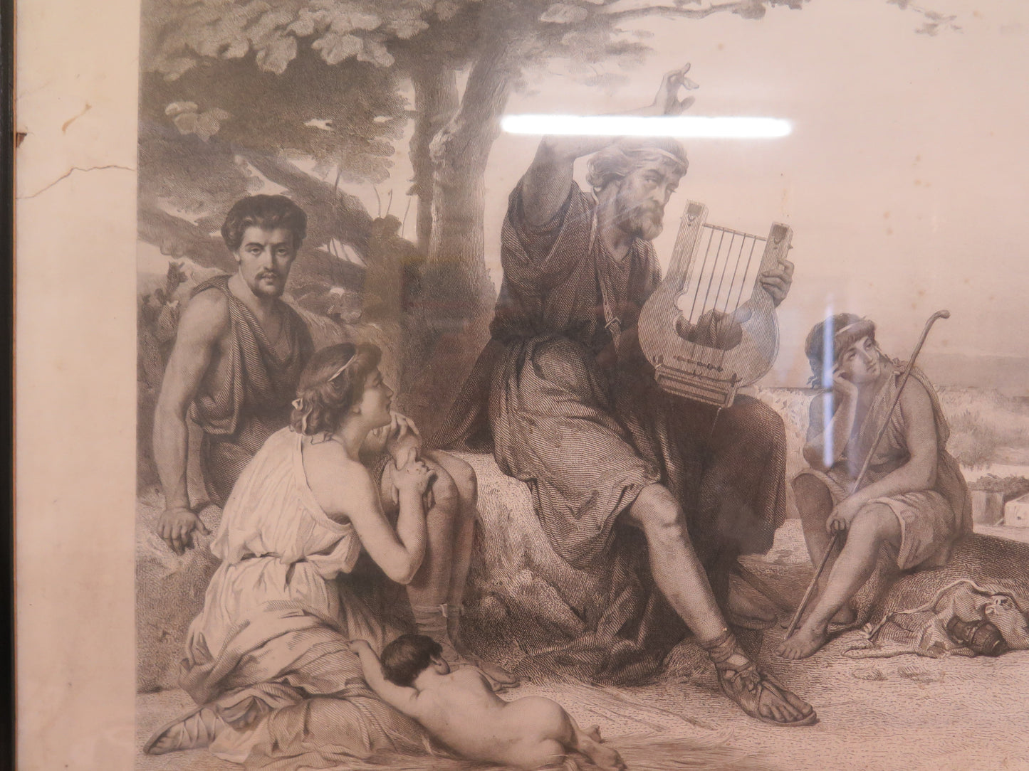 ANTIQUE PRINT BY COOOMANS ALLAIS NEOCLASSICAL SCENE WOODEN FRAME LARGE SIZE RB