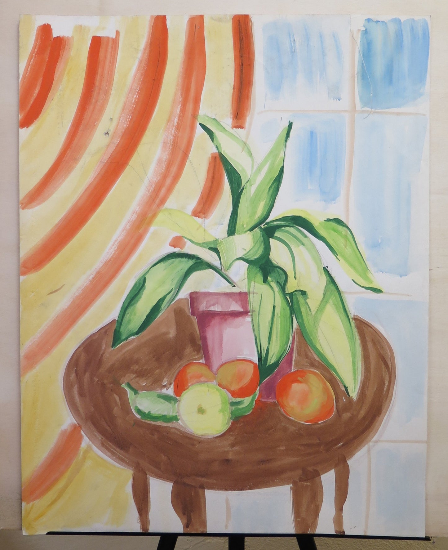 OLD WATERCOLOR PAINTING ON INTERIOR PAPER WITH STILL LIFE BM53.4