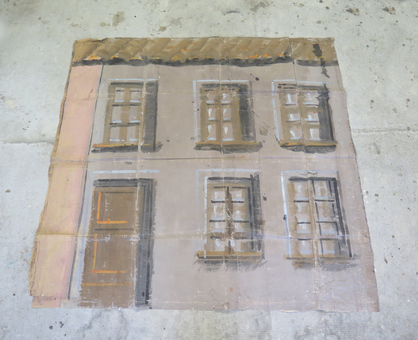 167x165 cm THEATER SET ANCIENT PALACE FACADE PAINTED ON PAPER CL2.3