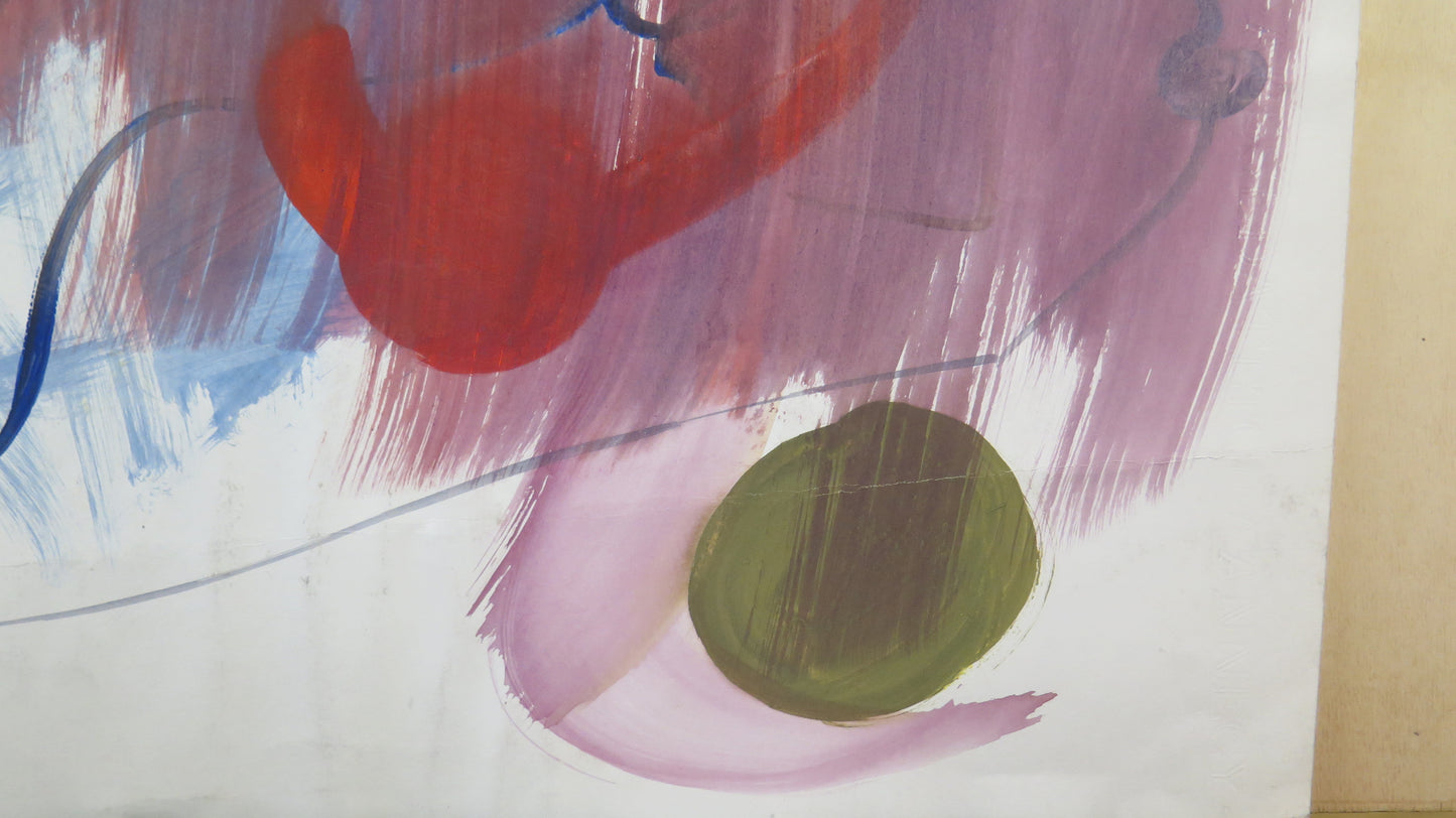 PAINTING FROM THE 70S ABSTRACT VINTAGE WATERCOLOR ON PAPER FRANCE 70S BM53.4