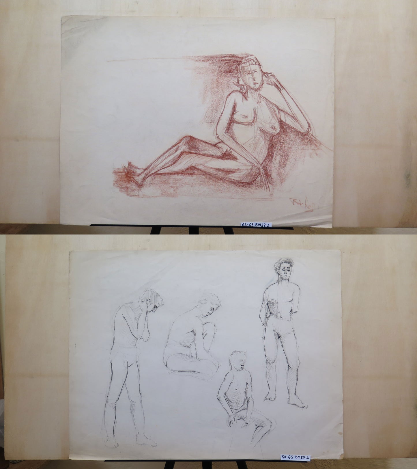 DUE VECCHI DISEGNI CON STUDIO PER CORPO UMANO CON OMAGGIO BOZZA BM53.4