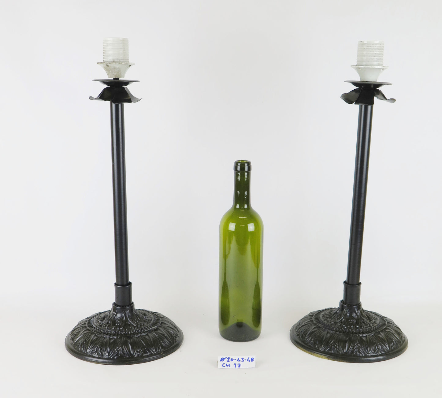 TWO HANDMADE VINTAGE ABAT JOUR TABLE LAMPS IN METAL CH17