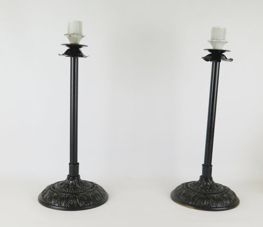 TWO HANDMADE VINTAGE ABAT JOUR TABLE LAMPS IN METAL CH17
