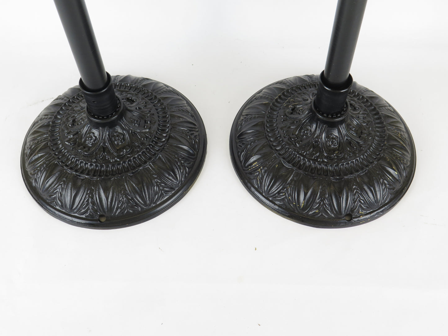 TWO HANDMADE VINTAGE ABAT JOUR TABLE LAMPS IN METAL CH17