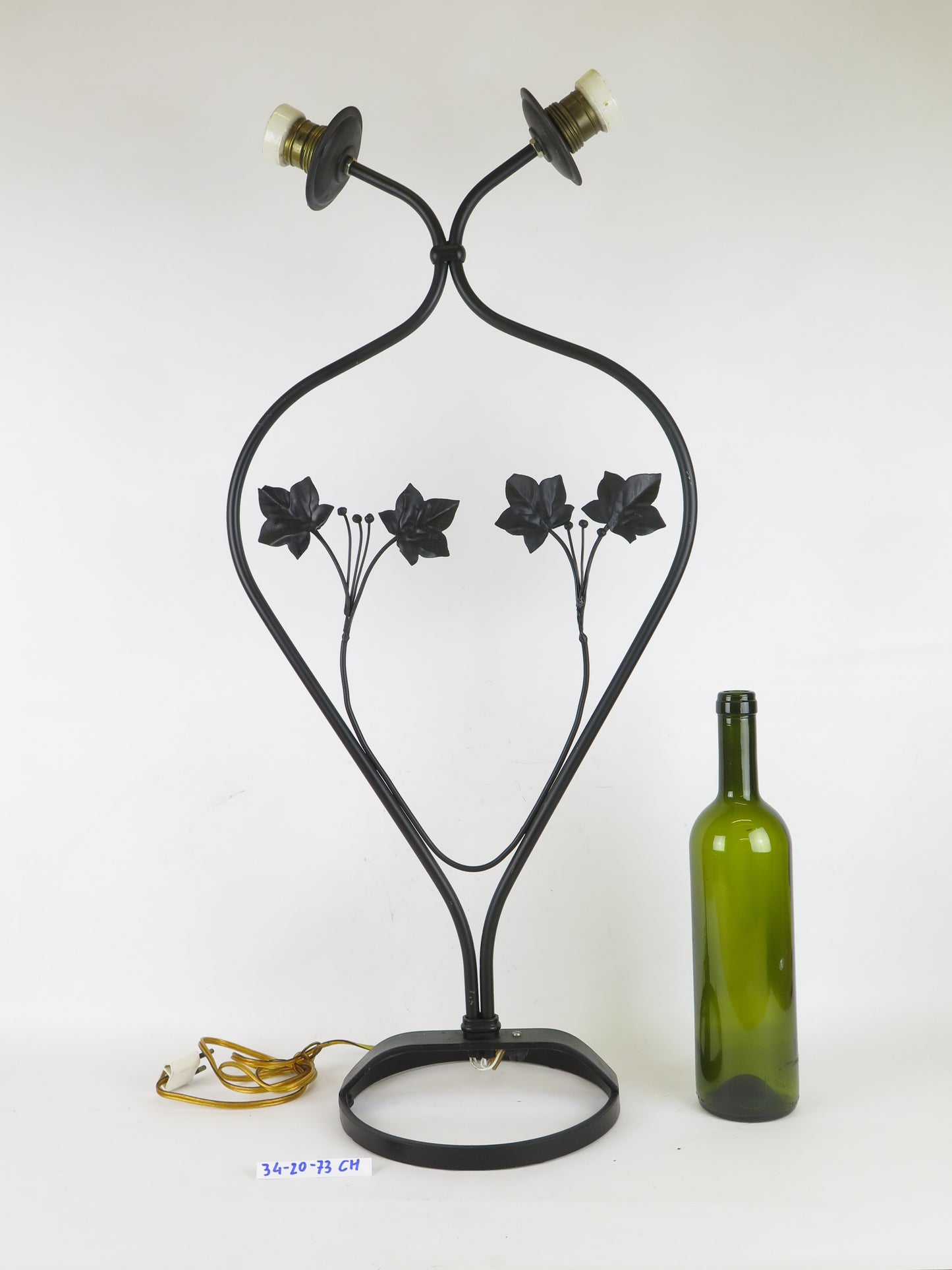 WROUGHT IRON LIVING ROOM READING LAMP WITH LEAVES DECORATION VINTAGE DESIGN CH