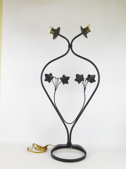 WROUGHT IRON LIVING ROOM READING LAMP WITH LEAVES DECORATION VINTAGE DESIGN CH