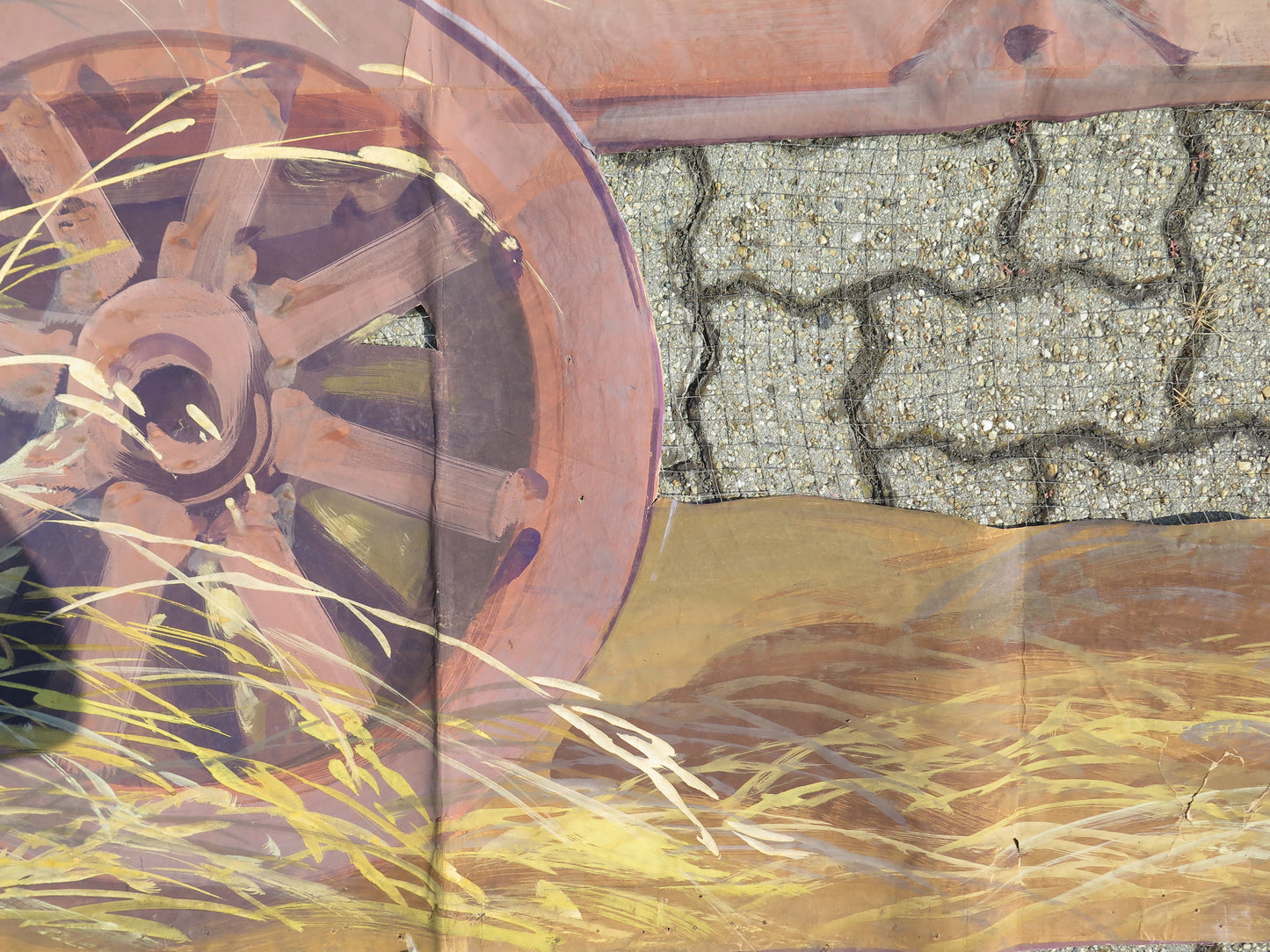 355x255 cm ANCIENT THEATRICAL SCENOGRAPHY COMBINE HARVESTER PAINTED CL1.108
