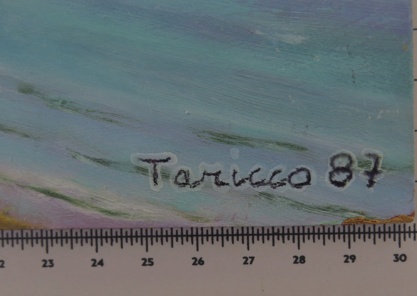OLD PAINTING OIL ON BOARD WITH PAINTER'S PALETTE FOR FREE SIGNATURE TARICCO X5