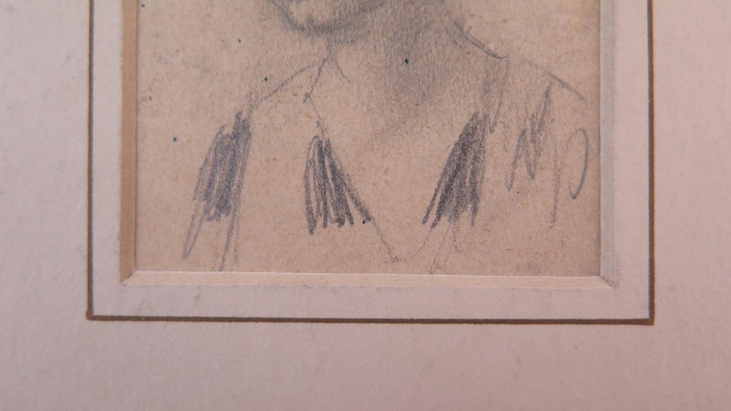 ANTIQUE DRAWING PORTRAIT HUSBAND WIFE PENCIL PAPER BEGINNING OF THE CENTURY FRANCE BM53.5C