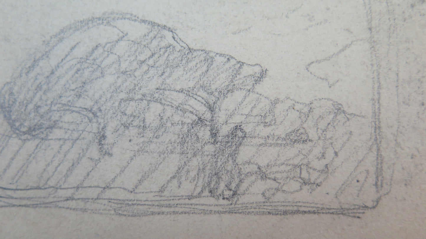 ANTIQUE DRAWING STUDY SKETCH FOR LANDSCAPE PAINTING PENCIL ON PAPER BM53.5C