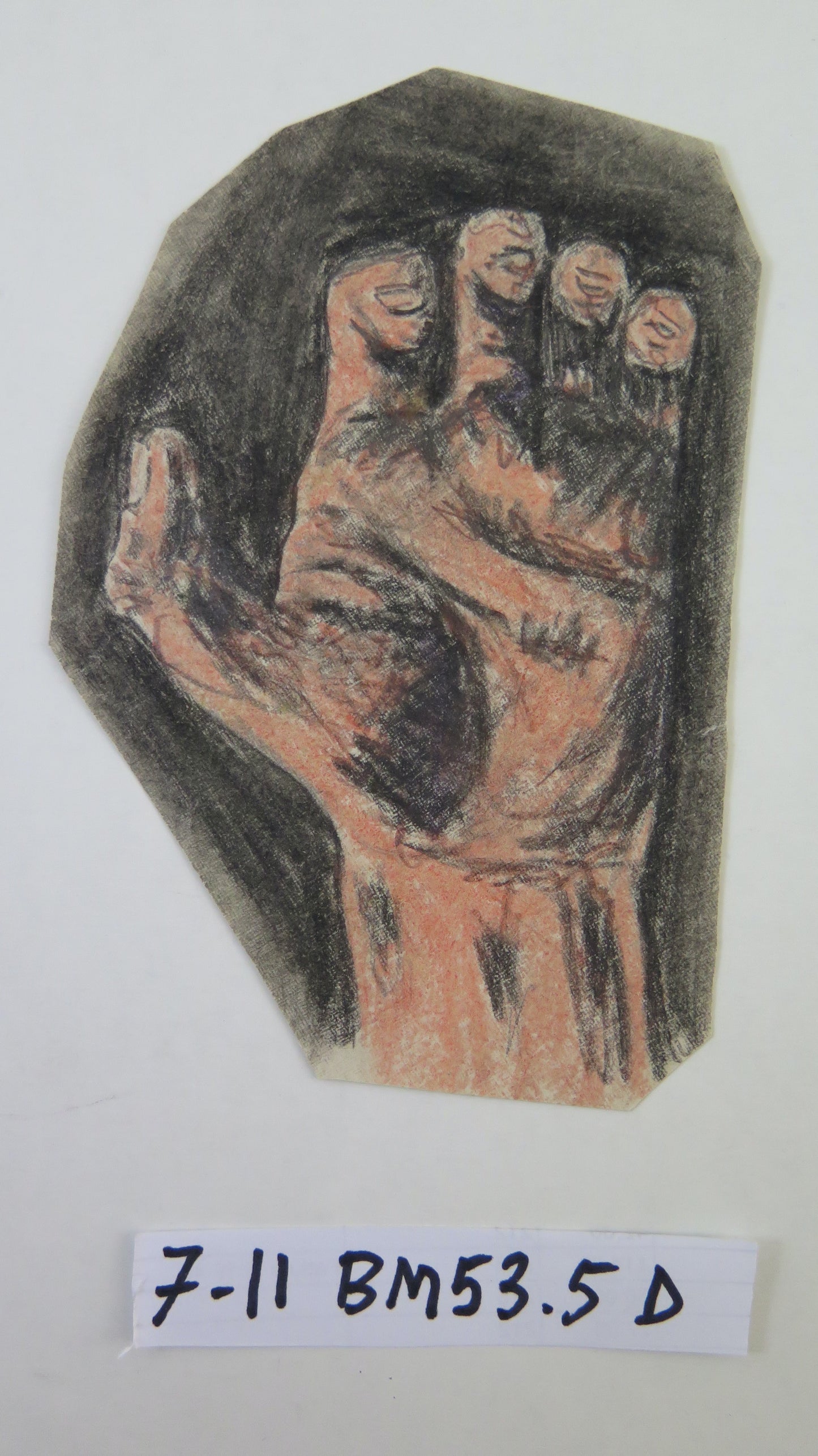 ANCIENT SKETCH DRAWING WITH STUDY FOR ONE HAND COLORED PENCIL PAPER BM53.5D