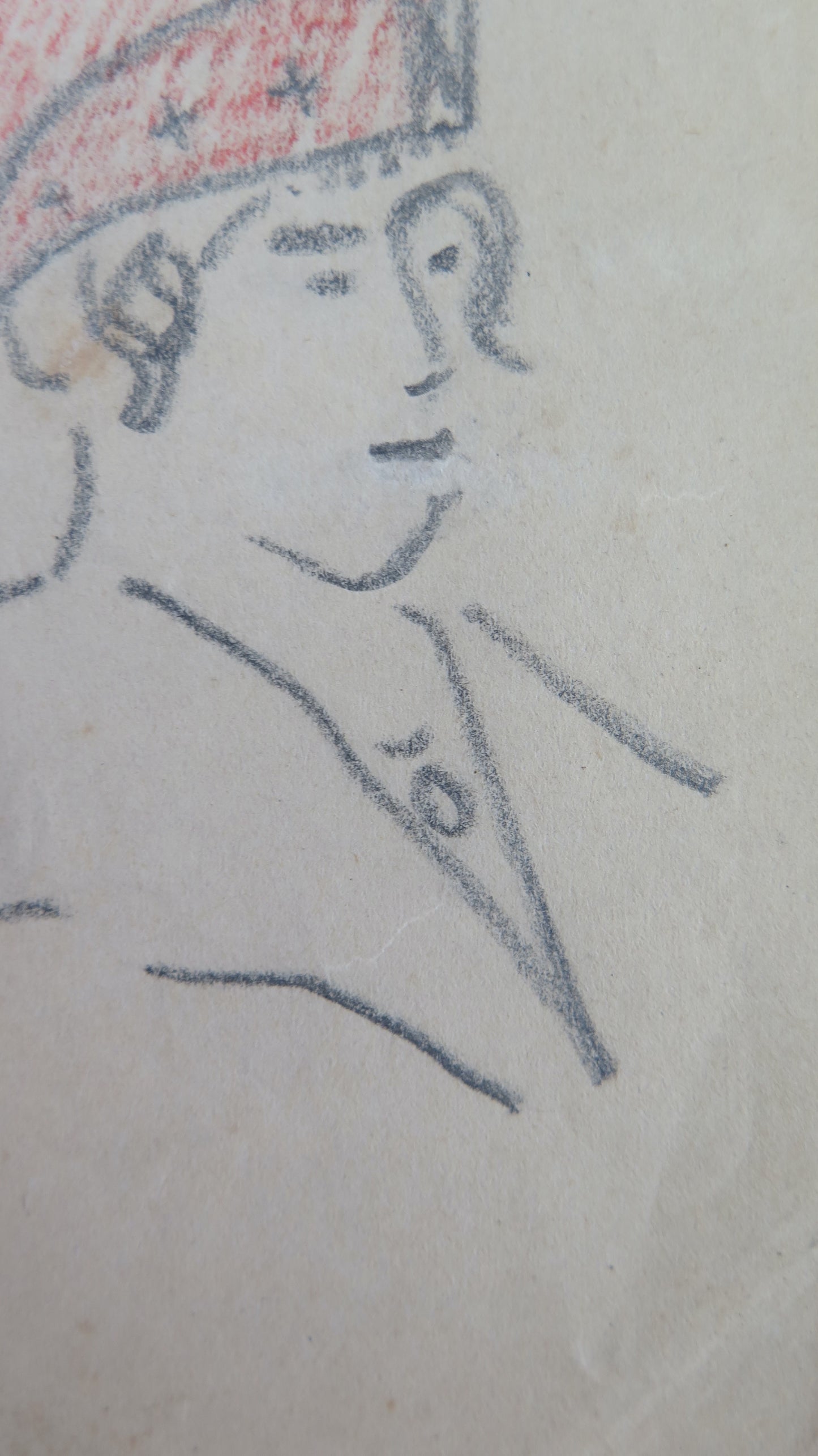ANTIQUE DRAWING SKETCH PORTRAIT OF AN ELEGANT LADY FROM THE EARLY 1900s BM53.5F