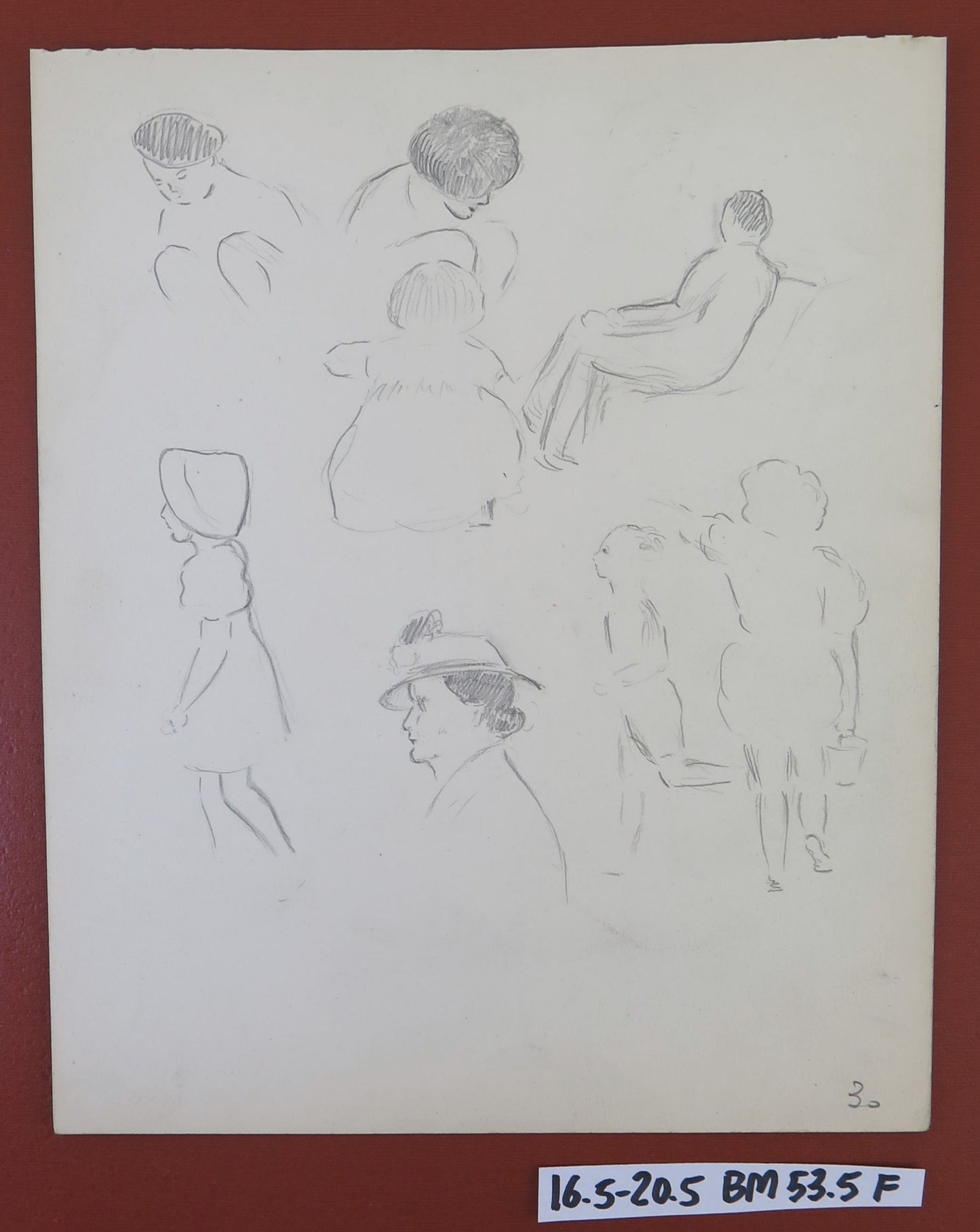 STUDY FOR HUMAN BODIES SKETCH ANTIQUE SKETCH PENCIL ON PAPER DRAWING BM53.5F