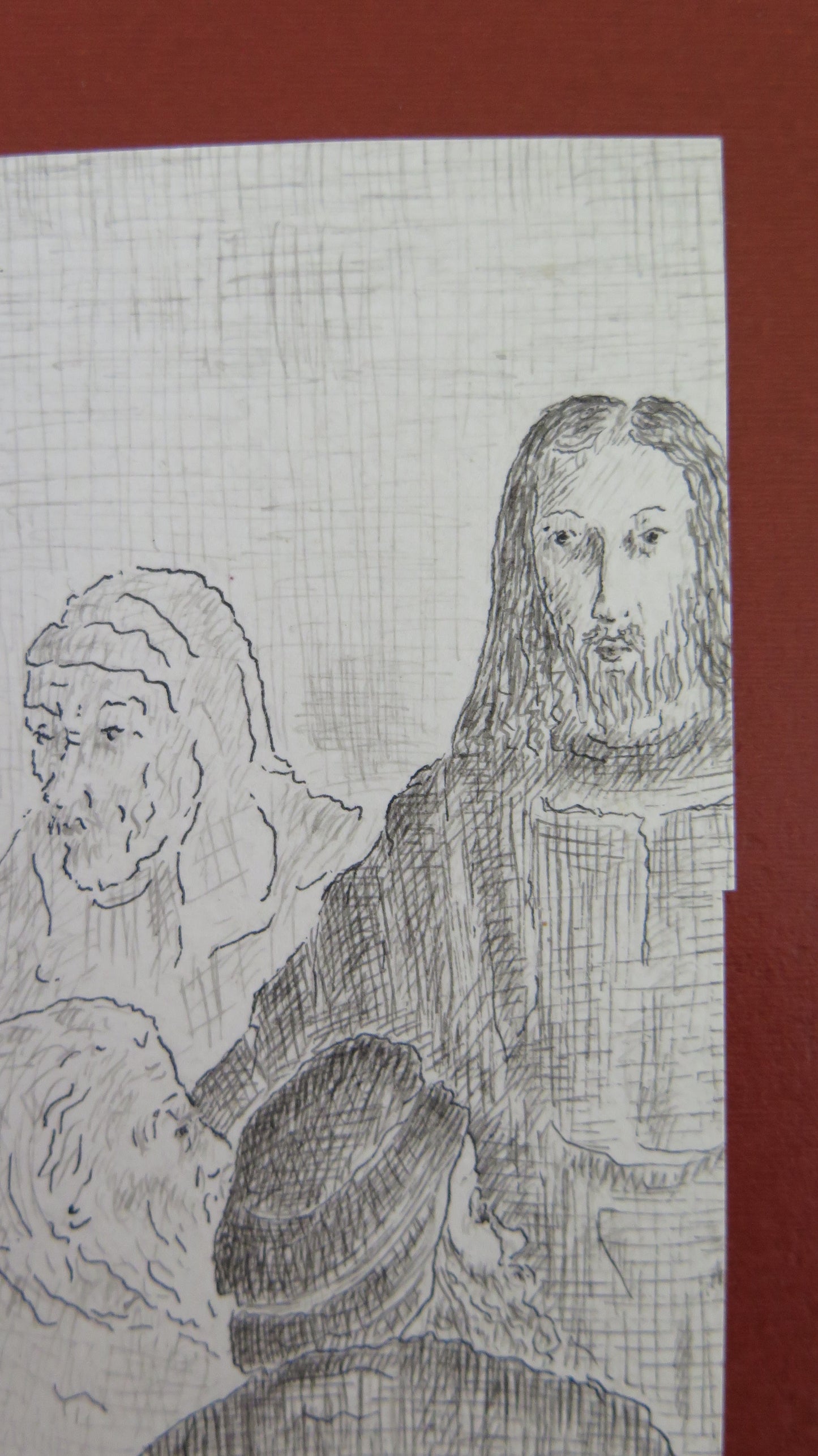 ANTIQUE RELIGIOUS DRAWING JESUS ​​WITH DISCIPLES SKETCH SKETCH BM53.5F