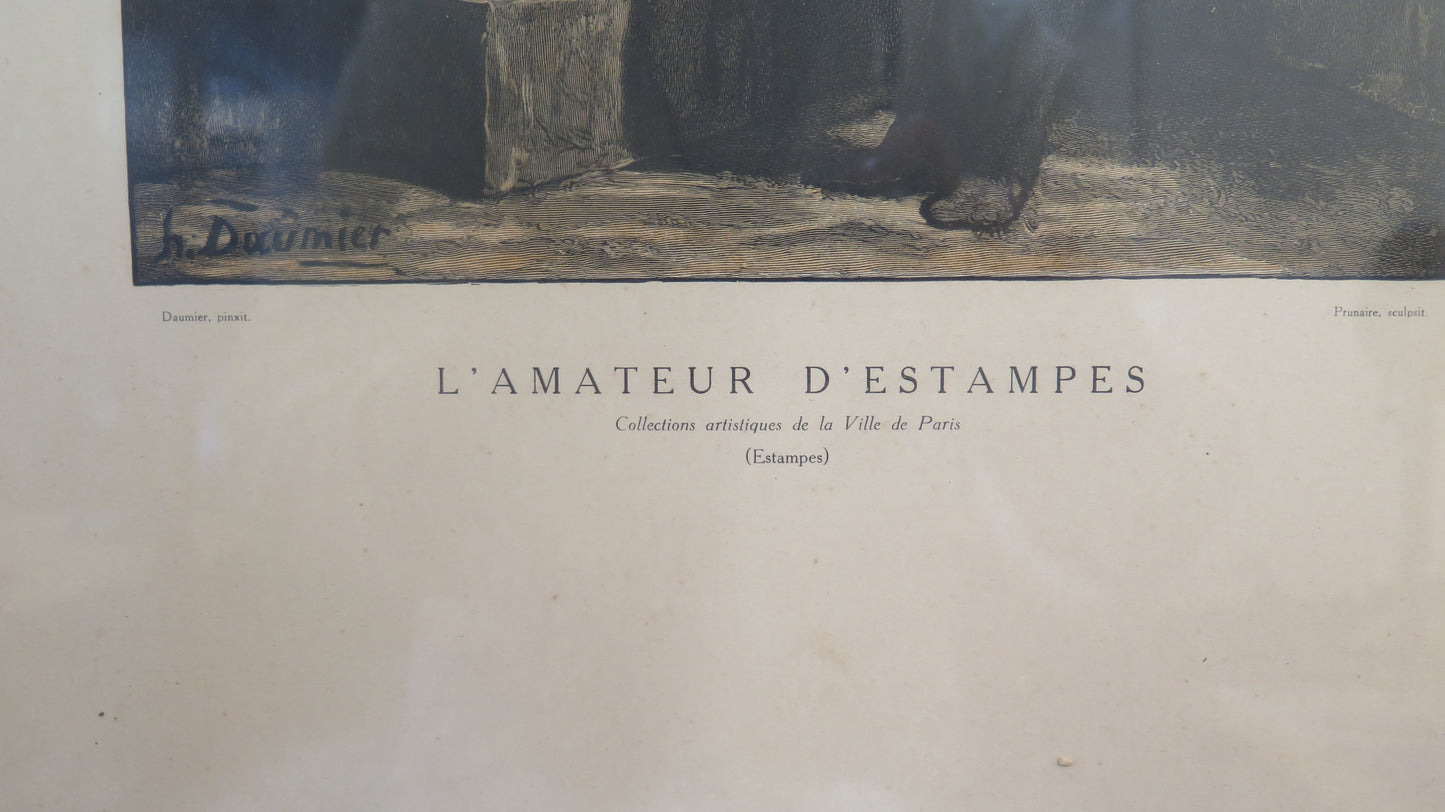 TWO ANTIQUE PRINTS L'amateur d'estampes Daumier - CASTELLO D'AZEGLIO GONIN BM52