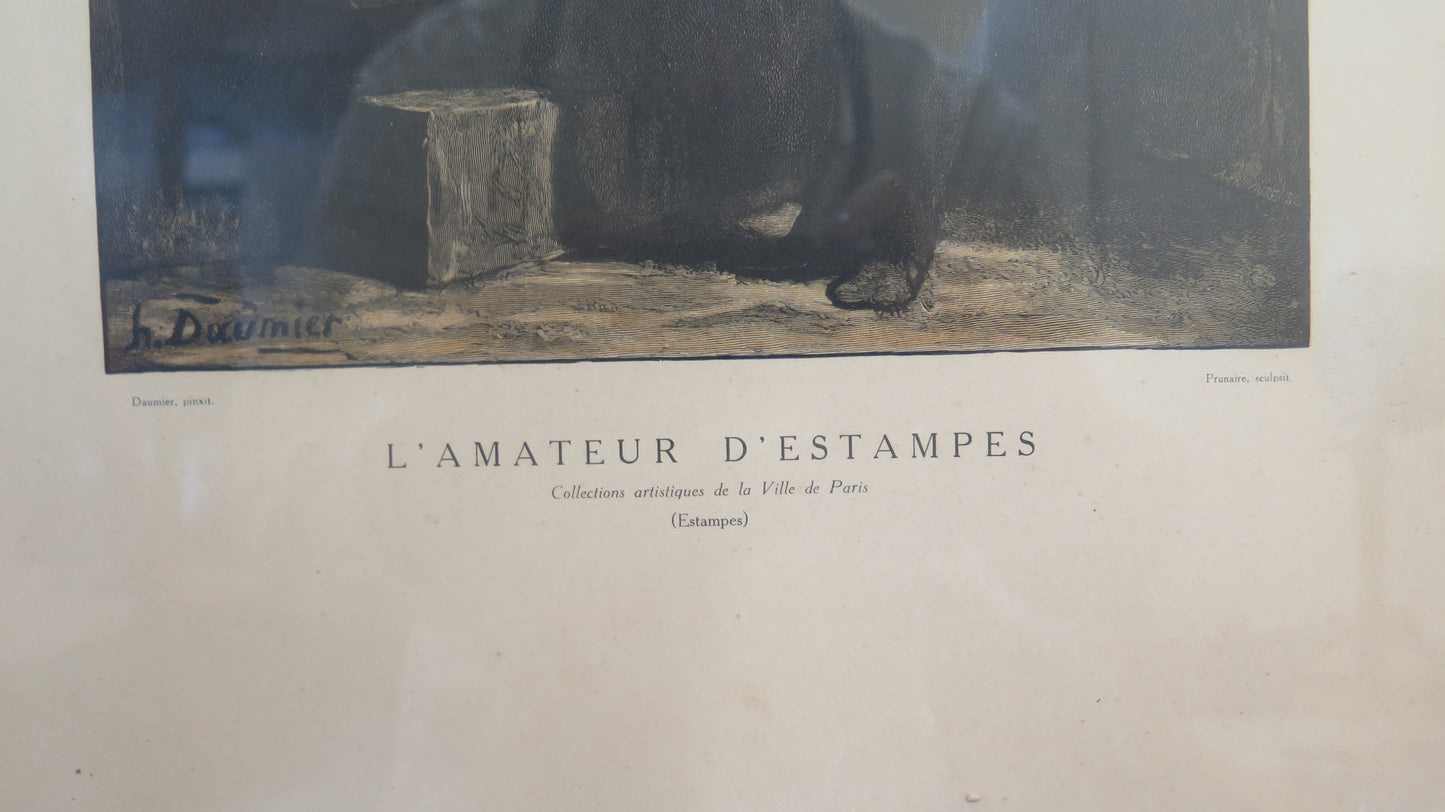 DUE STAMPE ANTICHE L'amateur d'estampes Daumier - CASTELLO D'AZEGLIO GONIN BM52