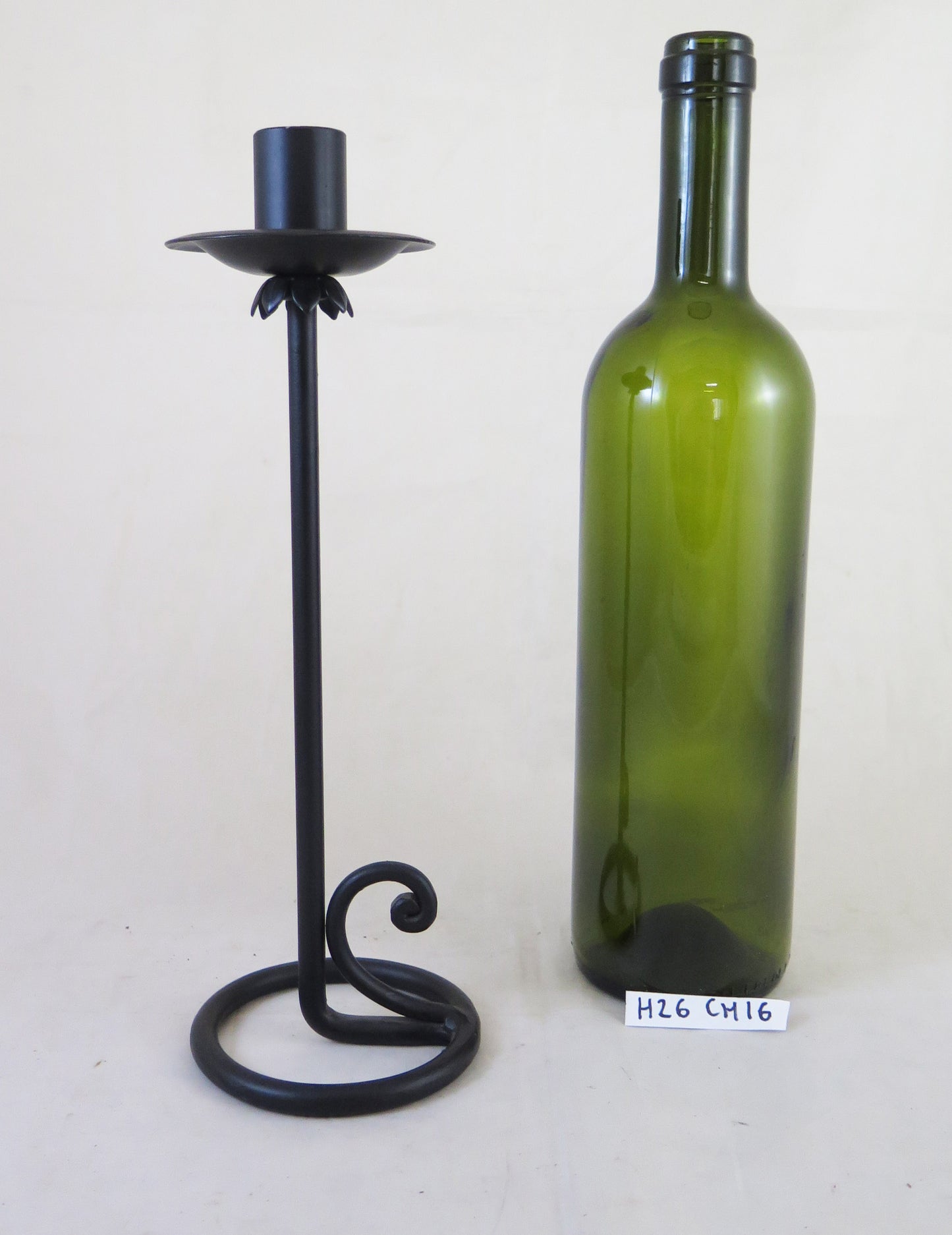 TWO OLD HAND FORGED WROUGHT IRON CANDLESTICKS LIES CANDLE CH12 CH16