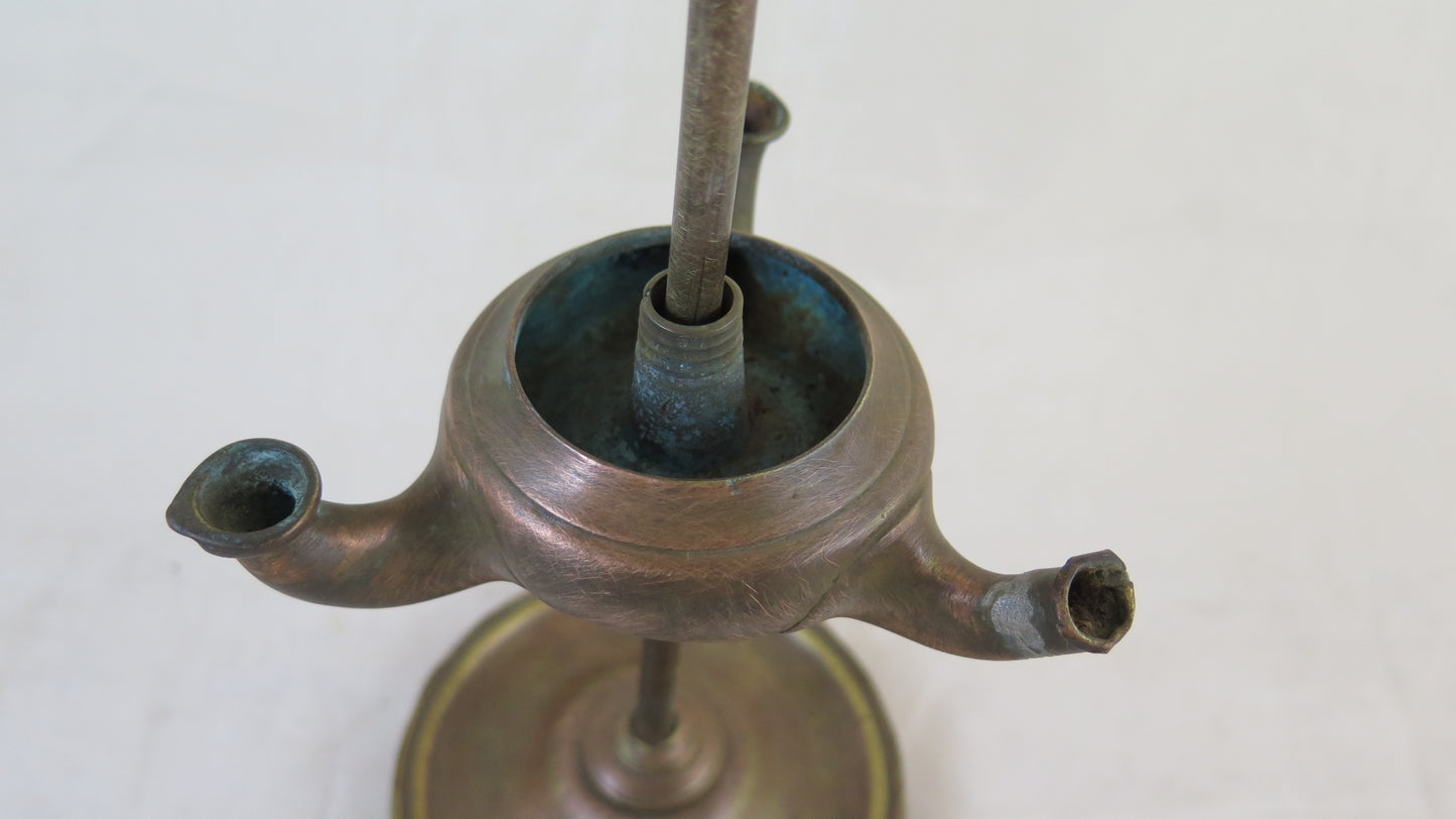 ANCIENT BRONZE OIL LAMP EARLY CENTURY CH16