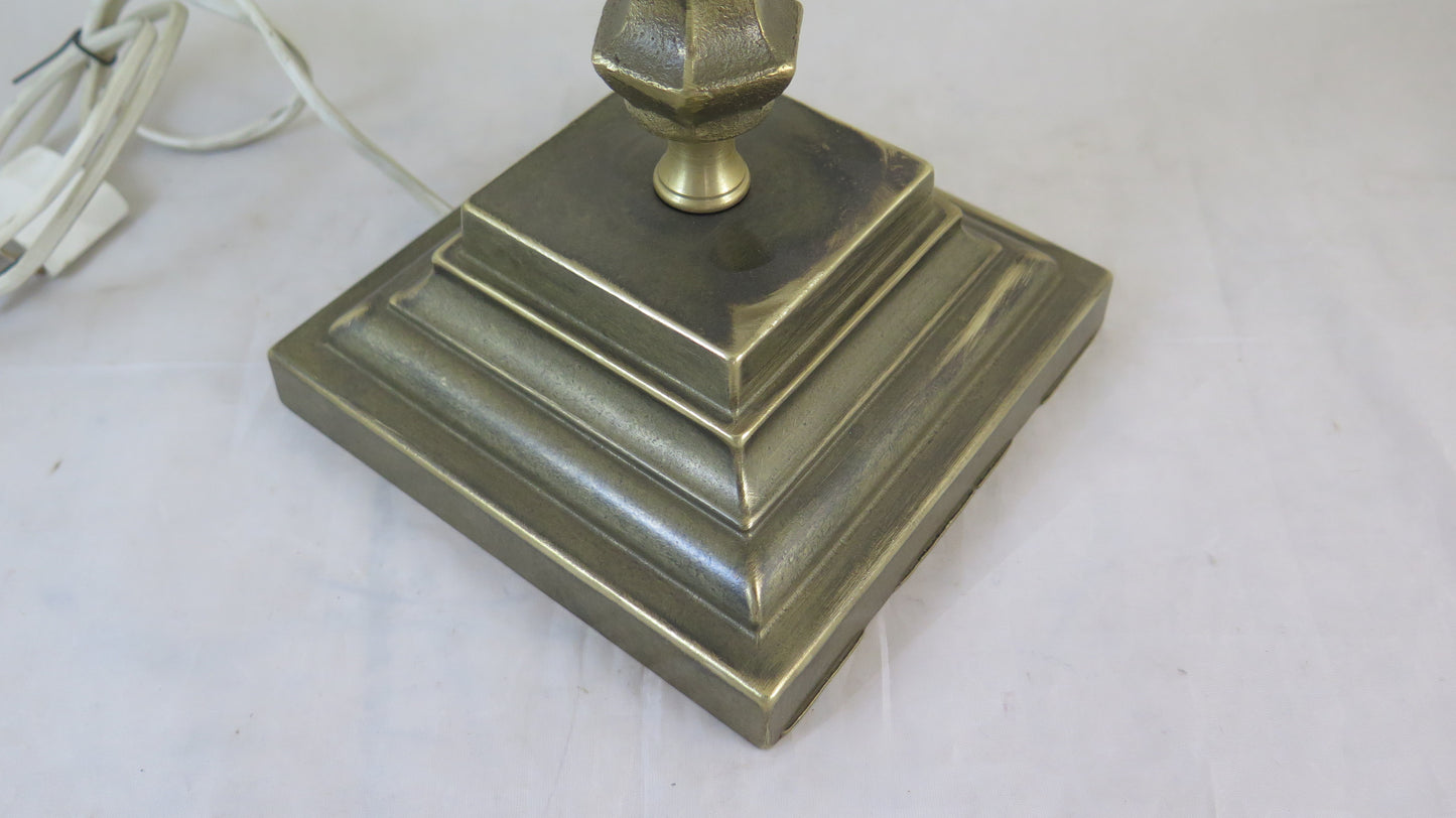 OLD BRONZE TABLE LAMP ABAT-JOUR HANDMADE BRONZE CH35