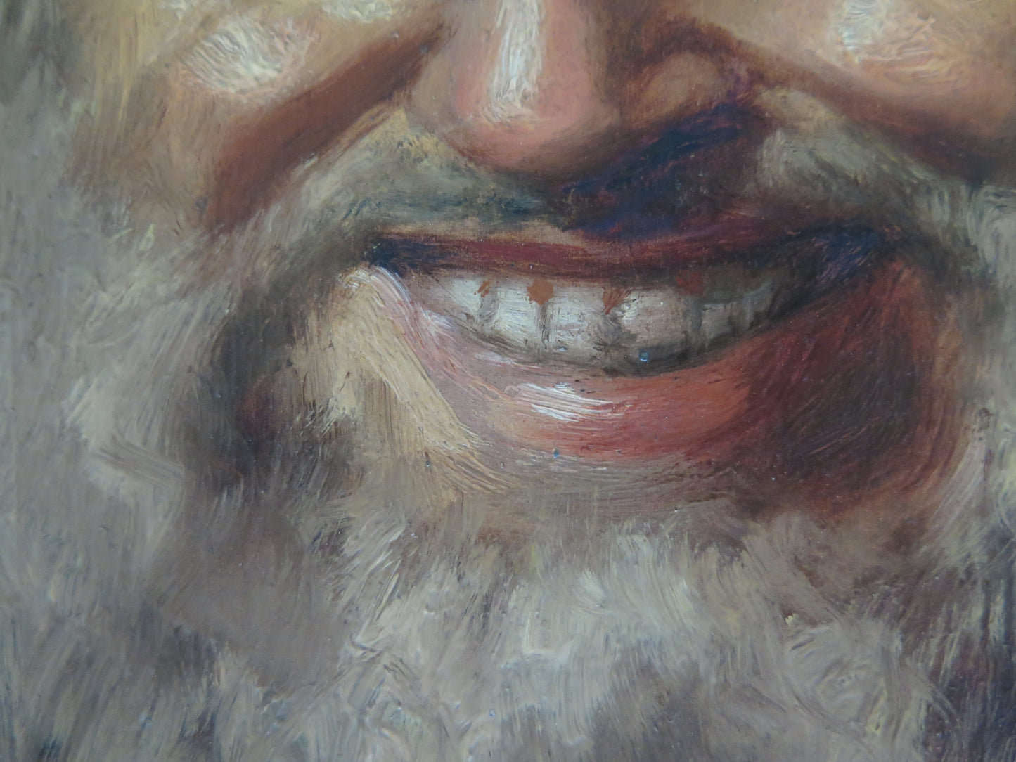 ANCIENT OIL PAINTING ON PANEL MALE PORTRAIT WITH BEARD AND HAT C4