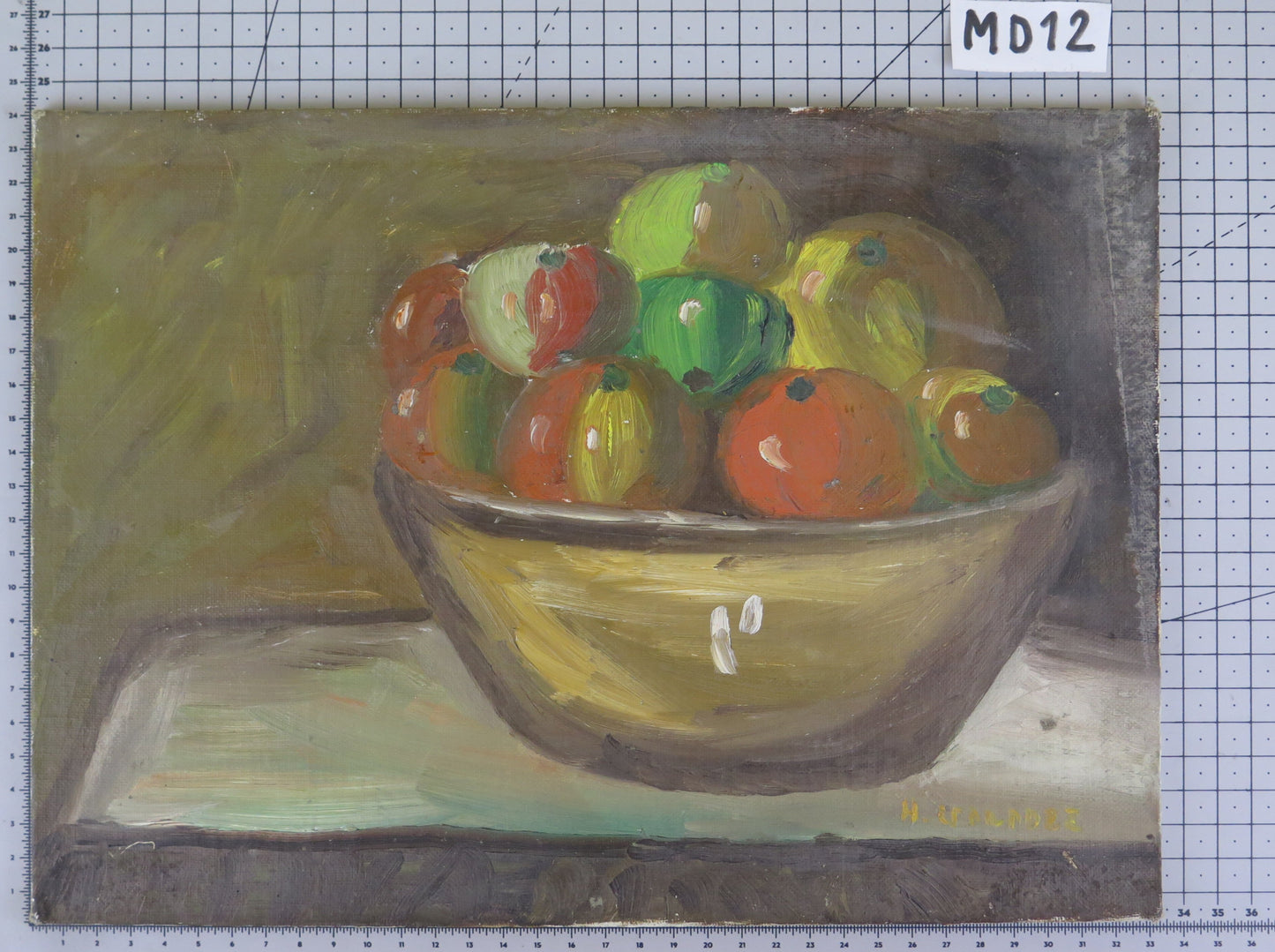 OLD OIL PAINTING STILL LIFE WORK BY SPANISH PAINTER HERRANZ MD12