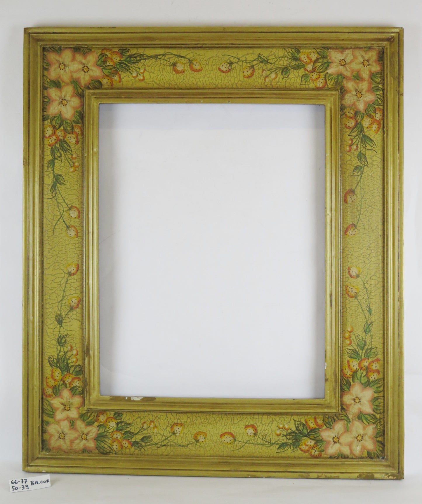 50x39 cm FRAME FOR VINTAGE PAINTINGS IN WOOD PAINTED WITH VEGETABLE PATTERNS BA.COR