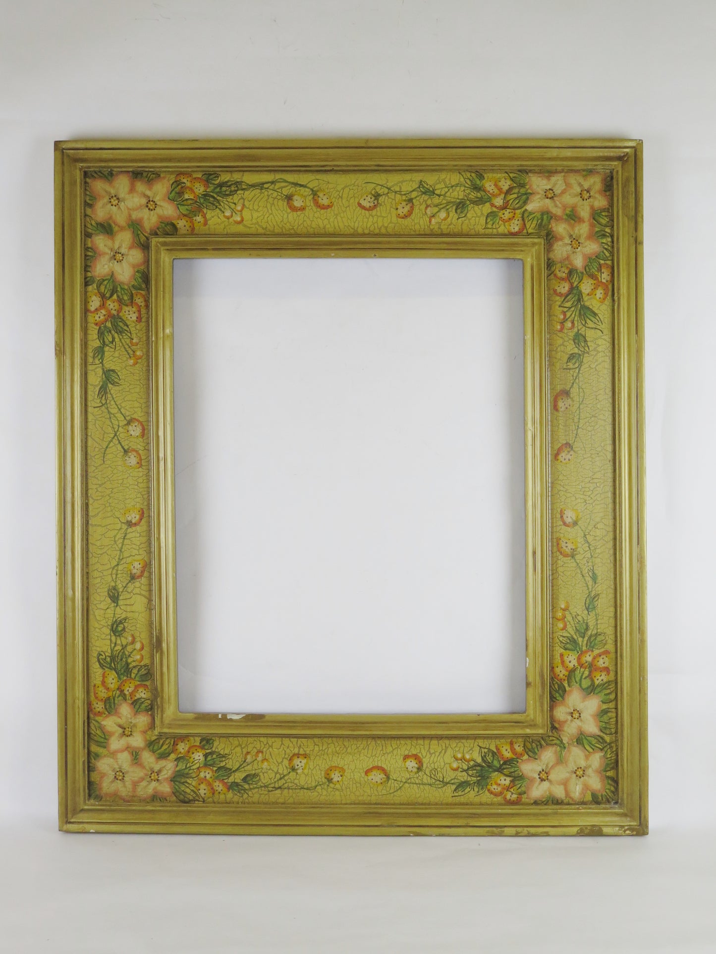 50x39 cm FRAME FOR VINTAGE PAINTINGS IN WOOD PAINTED WITH VEGETABLE PATTERNS BA.COR