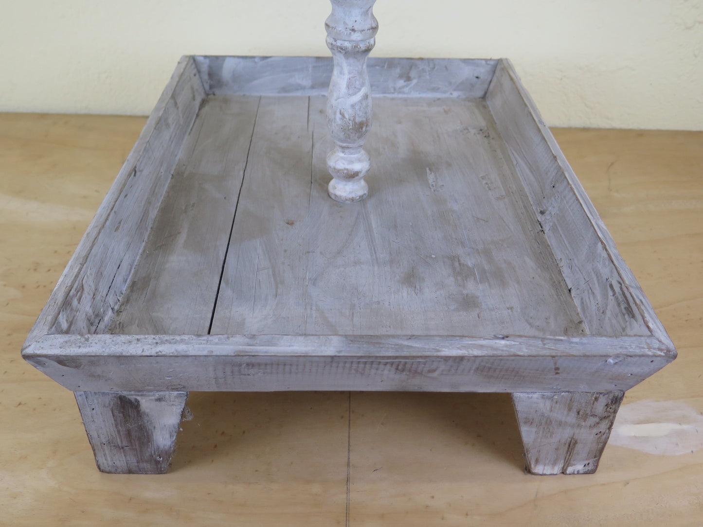 WOODEN TABLE WITH THREE SHELVES VINTAGE COFFEE TABLE SHABBY BA.M